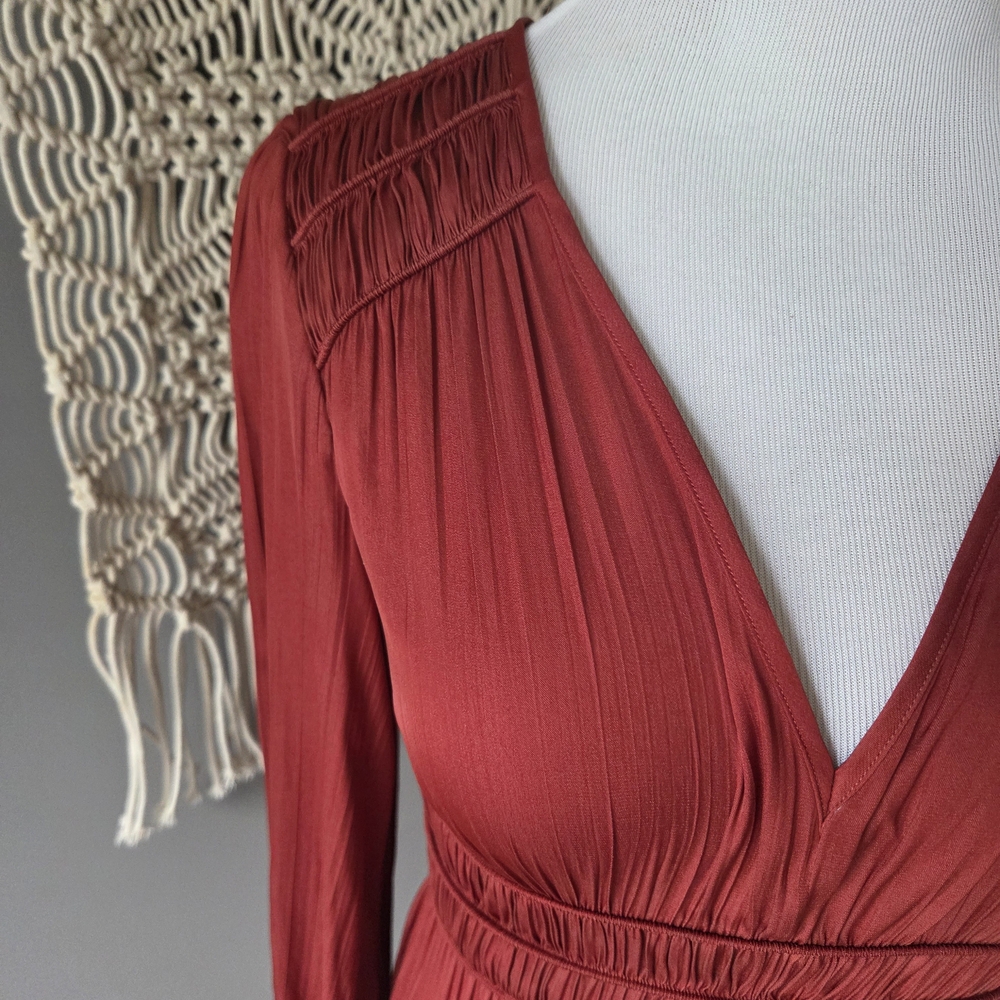 Anthropologie Deep Red Long Sleeve Dress - Picture 3 of 6